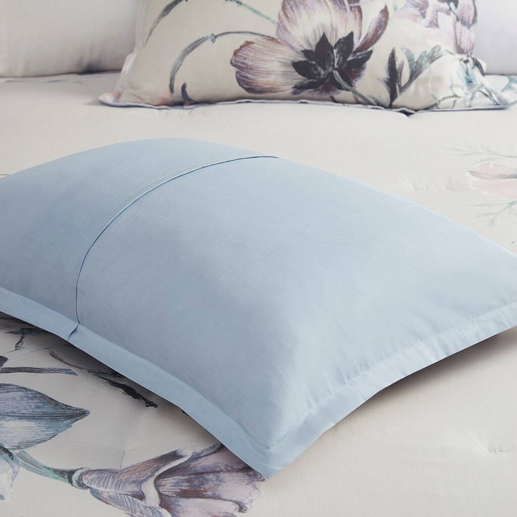 Alt View 3. Gracie Mills - Gracie Mills Kyrie 3-Piece Cotton Printed Duvet Cover Set - Blue.