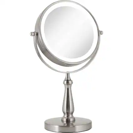 Angle. Zadro - LED Lighted Vanity Mirror - Satin Nickel.