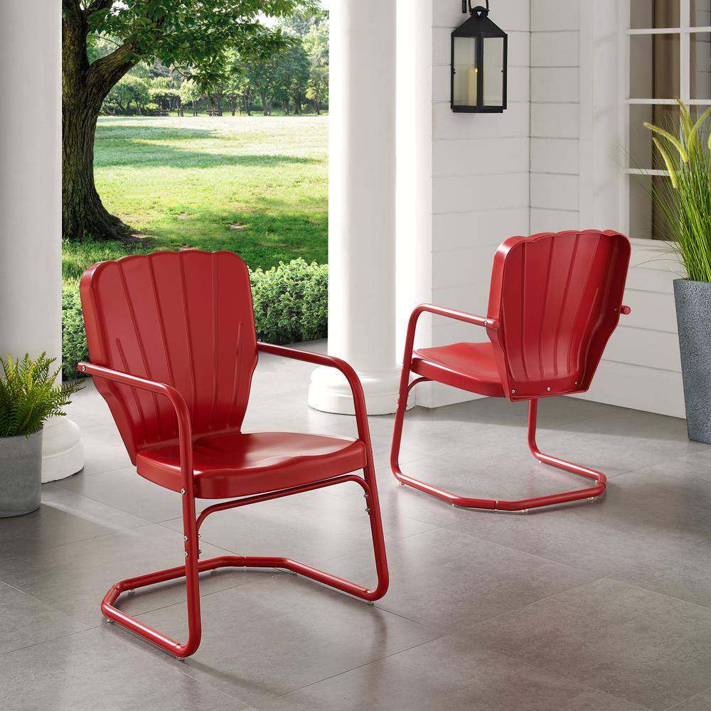 Alt View 9. Crosley Furniture - Ridgeland 2Pc Retro Outdoor Chair Set - 2 Chairs - Bright Red Gloss.