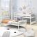 Alt View 1. Costway - Twin Over Twin Bunk Bed Solid Wood Bed Frame with Ladder Full-length Guardrails - White.