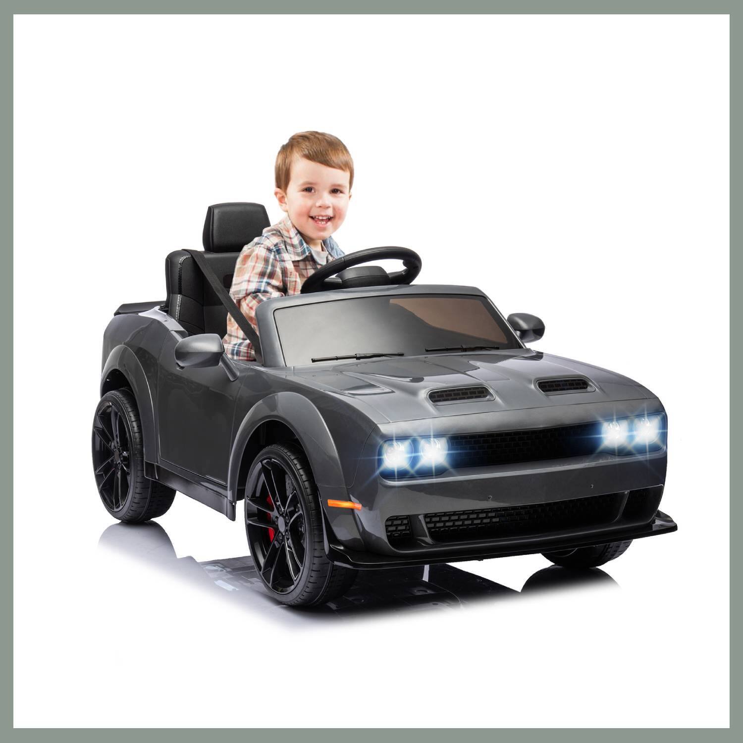 Front. Qeetex - Kids Electric Vehicles Toy Car 18V Ride On Car for Kids Best Gifts, Grey - Grey.