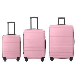 Bestier - 3-Piece ABS Hardshell Luggage Set (20”/24”/28”) with TSA Lock, Spinner Wheels & Lightweight Design - Sakura Pink