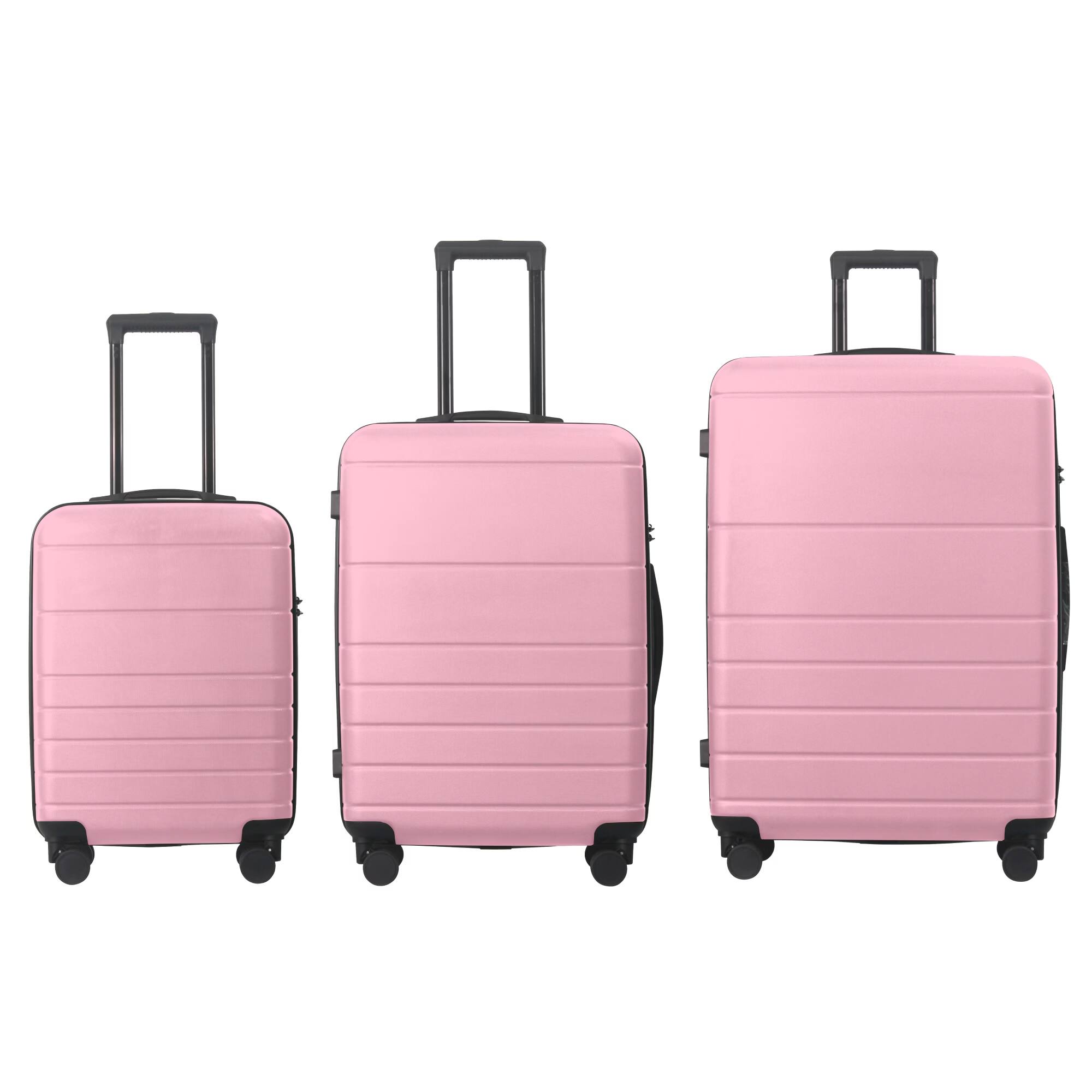 Front. Bestier - 3-Piece ABS Hardshell Luggage Set (20”/24”/28”) with TSA Lock, Spinner Wheels & Lightweight Design - Sakura Pink.