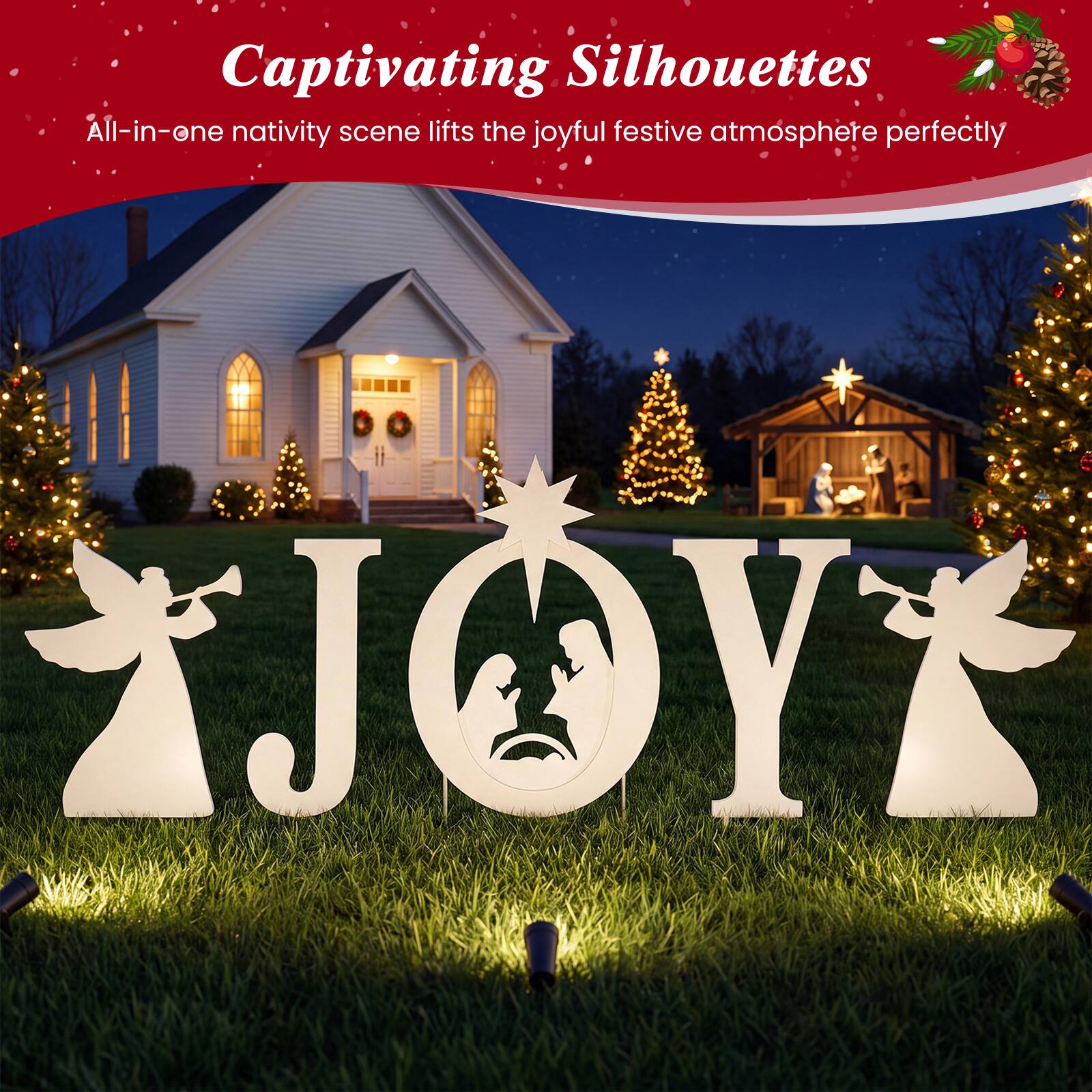 Captivating Silhouettes  
All-in-one nativity scene lifts the joyful festive atmosphere perfectly