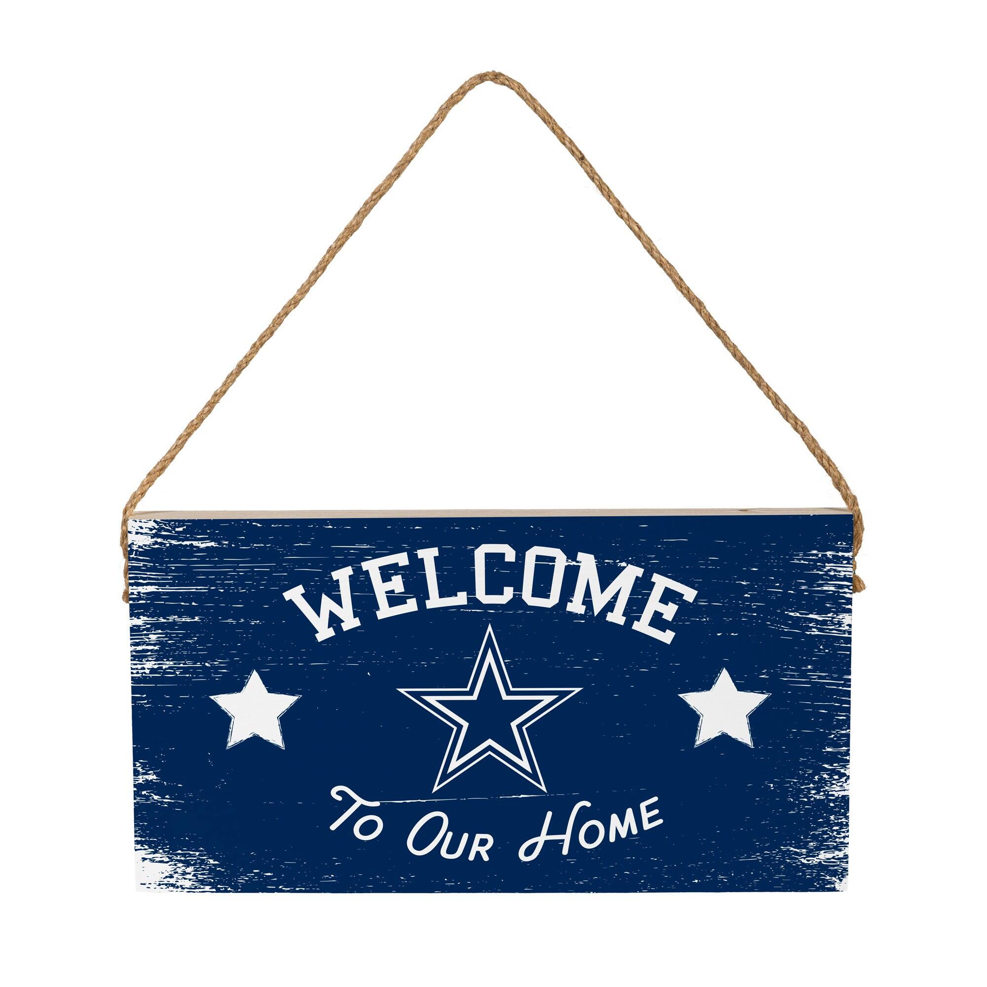 Dallas Cowboys 6" x 11" Welcome Home Wood Wall Sign with Rope Hanger