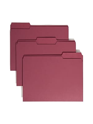 Front. Smead - Smead File Folders, 1/3-Cut Tab, Letter Size, Maroon, 100/Box (13093) - Maroon.