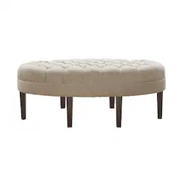 Gracie Mills - Mareli Surfboard Tufted Oval Ottoman - Linen