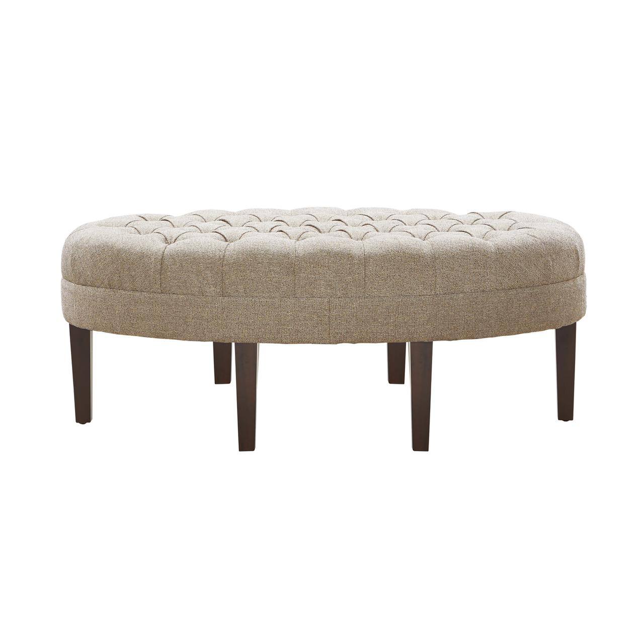 Front. Gracie Mills - Gracie Mills Mareli Surfboard Tufted Oval Ottoman - Linen.