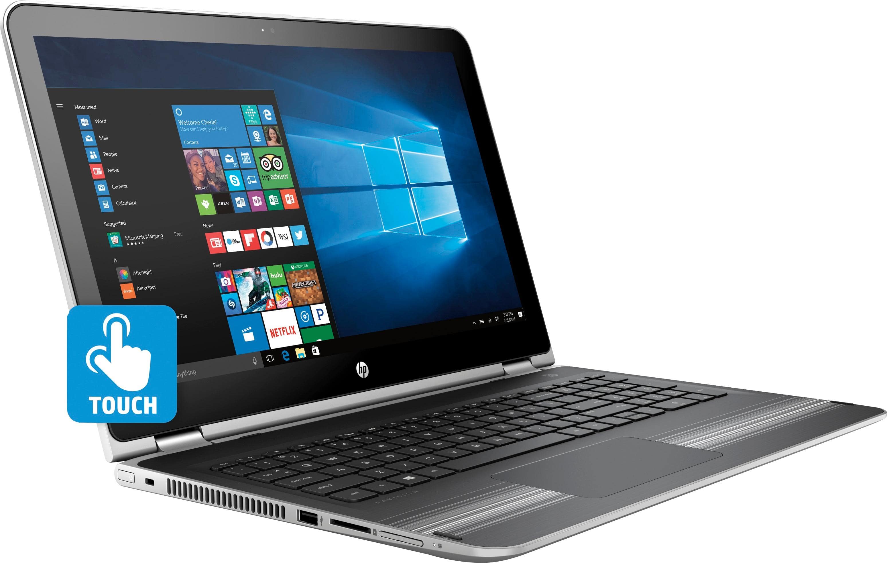 Angle. HP - 2-in-1 15.6" Touch-Screen Laptop - Intel Core i3 - 8GB Memory - 1TB Hard Drive - Natural silver and ash silver.