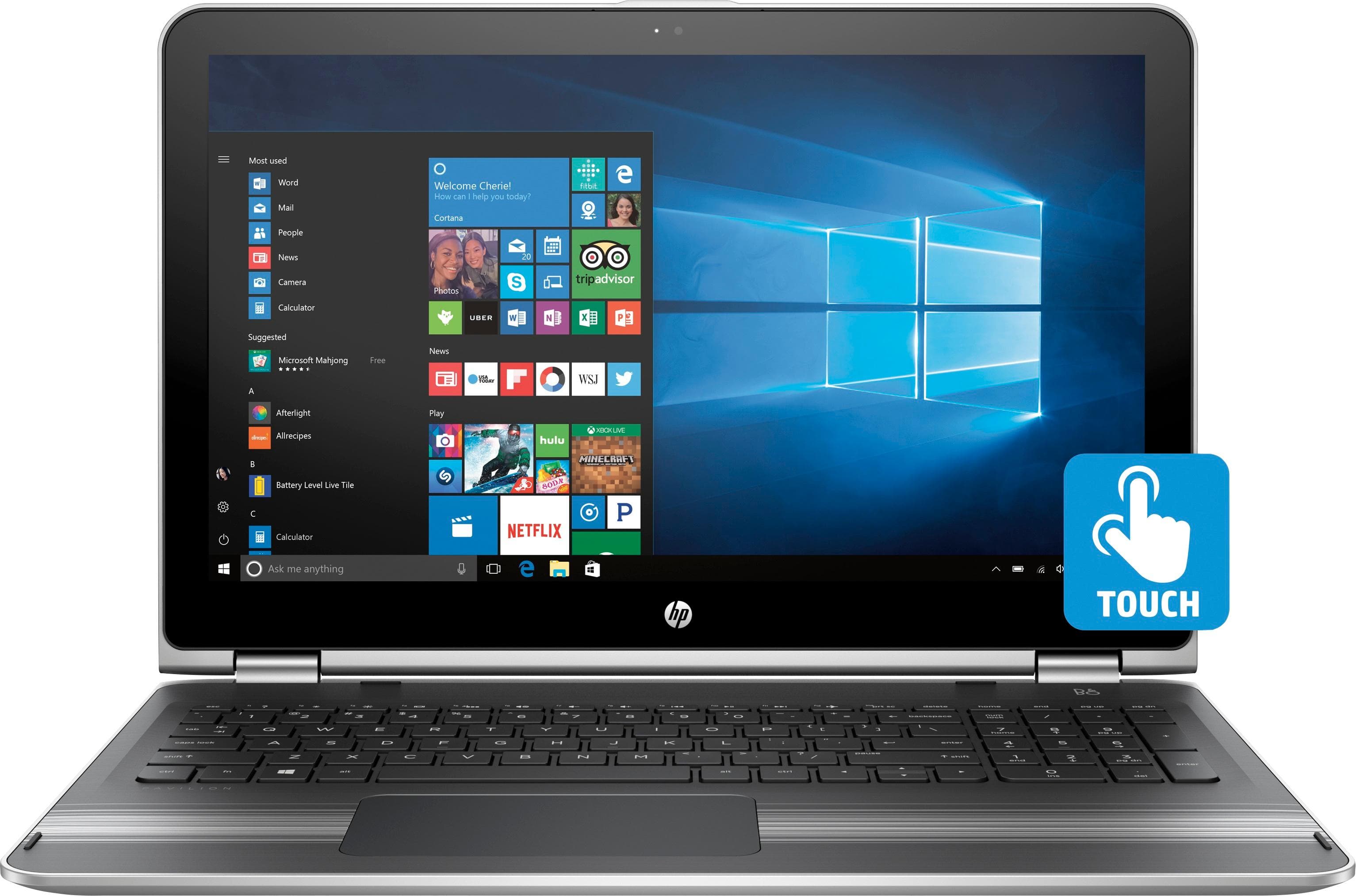 Front. HP - 2-in-1 15.6" Touch-Screen Laptop - Intel Core i3 - 8GB Memory - 1TB Hard Drive - Natural silver and ash silver.
