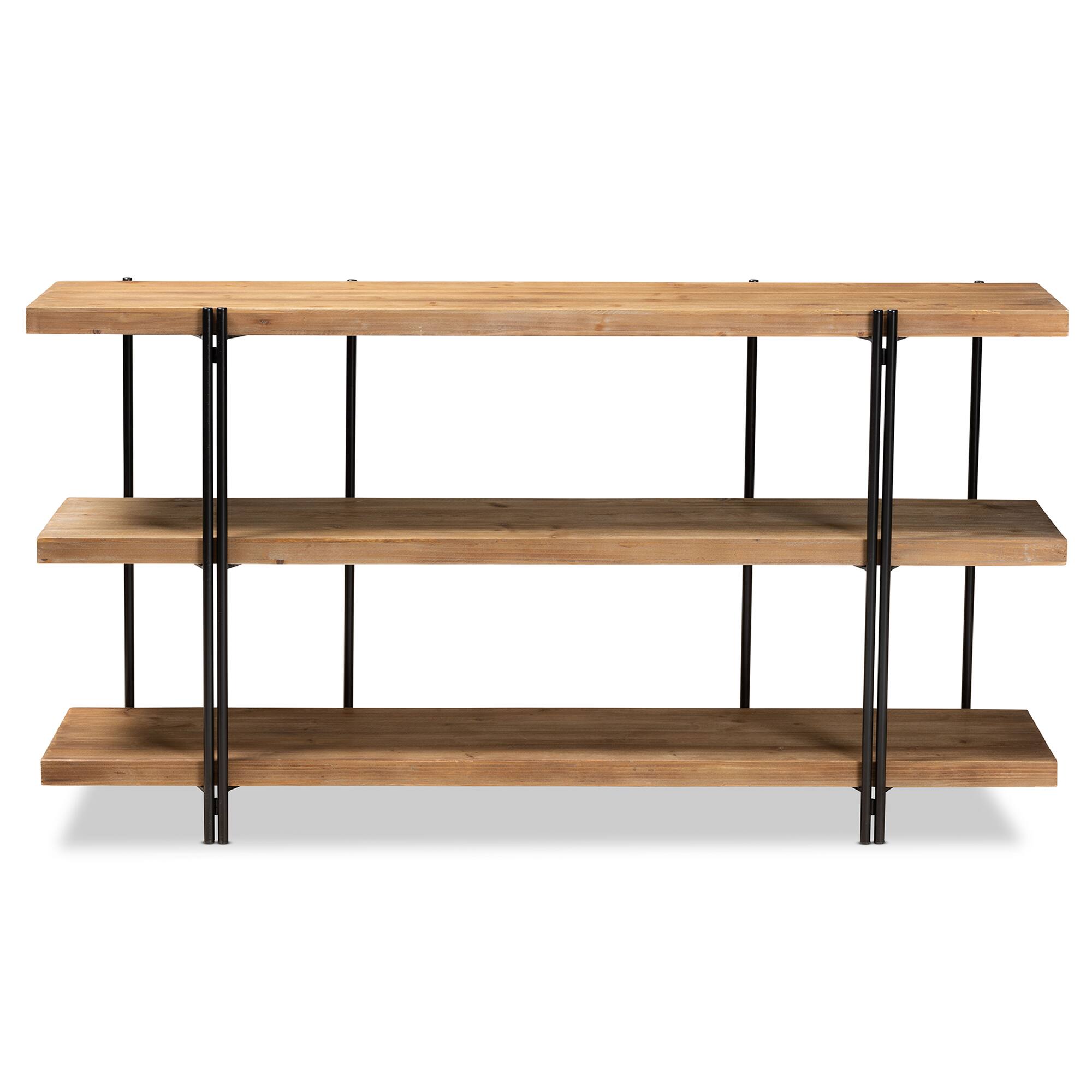 Angle. Baxton Studio - Tarah Modern Rustic and Industrial Finished Wood and Finished Metal Console Table - Natural Brown/Black.