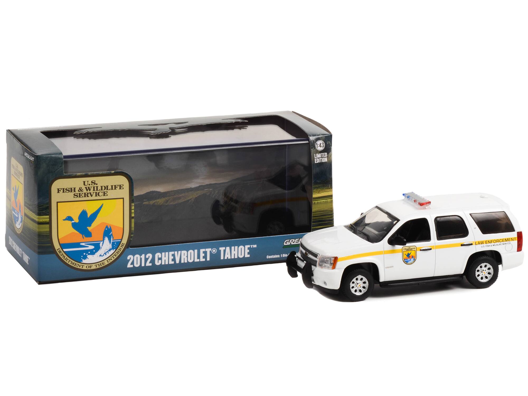 U.S. Fish & Wildlife Service  
Department of the Interior  
2012 Chevrolet Tahoe  
Limited Edition  
Law Enforcement  
Contains: 1 Die-cast Vehicle