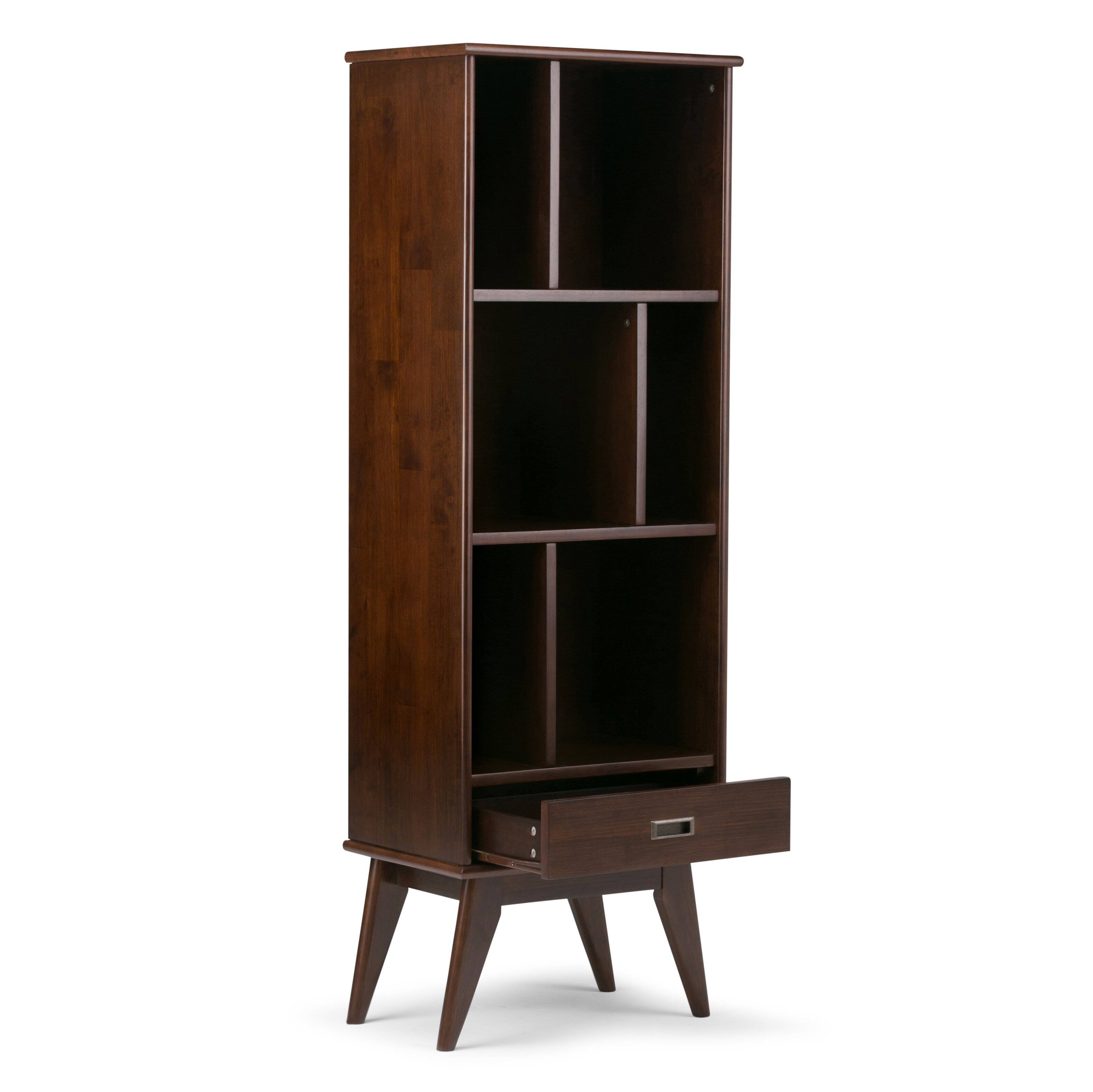 Back. Simpli Home - Draper 22 inch 6 Cubbie Bookcase (Set of 2) - Medium Auburn Brown.