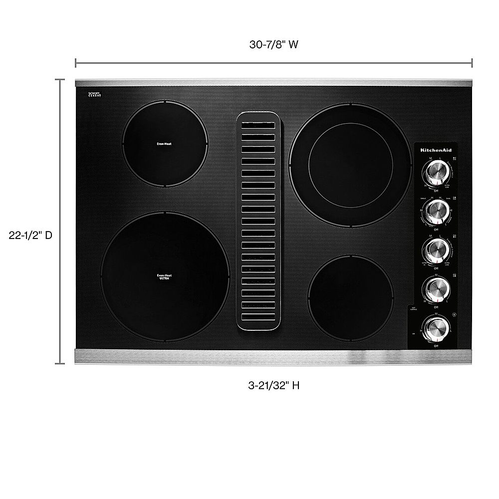 Alt View 12. KitchenAid - 30" Electric Cooktop - Stainless Steel.