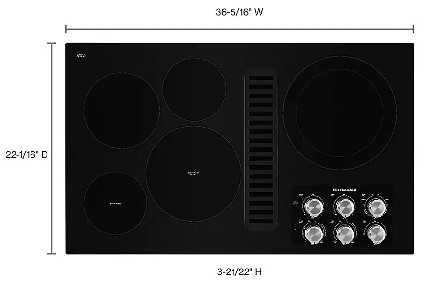 Alt View 15. KitchenAid - 36" Electric Cooktop - Black.