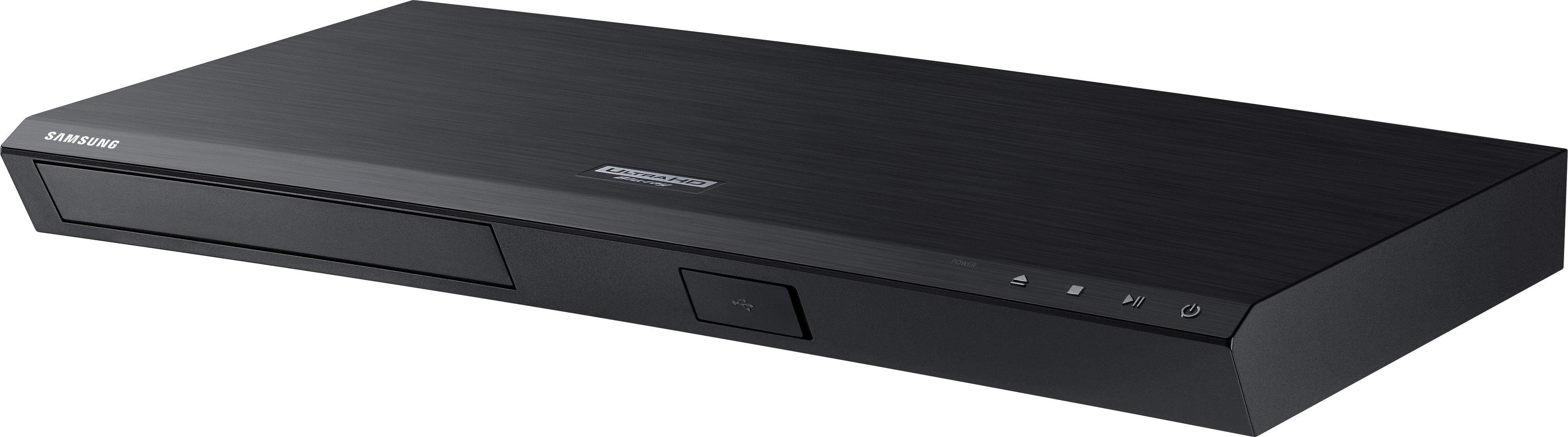 Left View: Samsung - Streaming 4K Ultra HD Audio Wi-Fi Built-In Blu-ray Player - Black