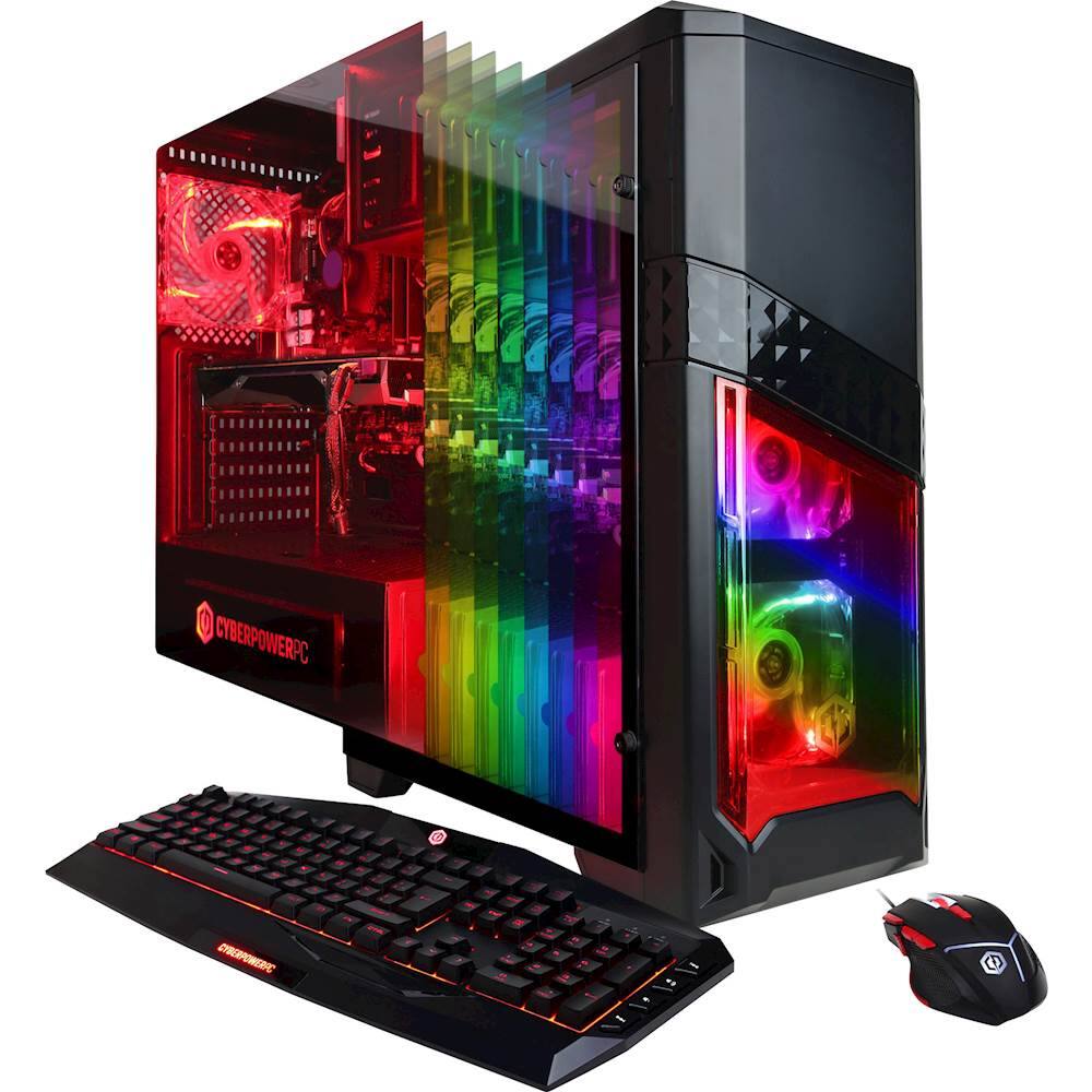 CyberPowerPC - Gamer Xtreme Desktop - Intel Core i5-7600K - 8GB Memory - AMD Radeon RX 580 - 120GB Solid State Drive + 1TB Hard Drive - Black - Larger Front