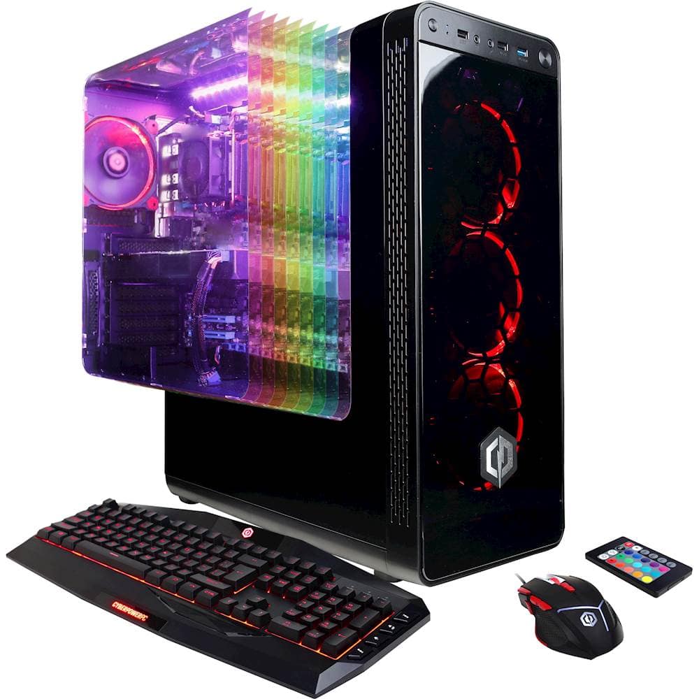 Front. CyberPowerPC - Gamer Master Desktop - AMD Ryzen 5 1500X - 16GB Memory - NVIDIA GeForce GTX 1050 Ti - 120GB Solid State Drive + 2TB Hard Drive - Black.