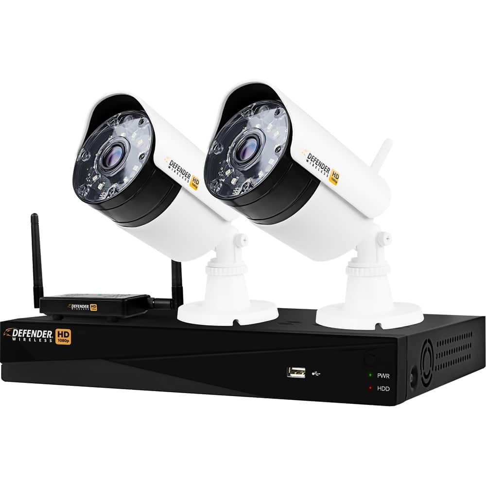 Defender 4-Channel, 2-Camera Indoor/Outdoor Wireless 1080p ...