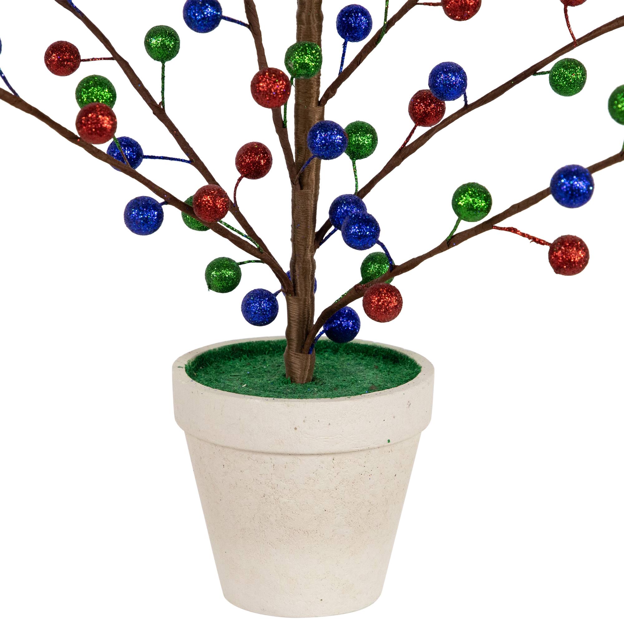Alt View 4. Northlight - Glittered Ball Ornament Artificial Christmas Tree - Unlit - 24" - Multi.