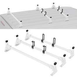 VEVOR - Trailer Ladder Rack, 54" 3 Crossbars Ladder Roof Rack, Heavy-duty Steel Van Roof Ladder Rack, 800 lbs Capacity Van - White
