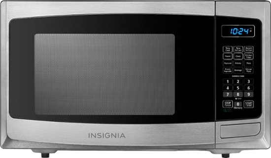 Front. Insignia™ - 0.9 Cu. Ft. Compact Microwave - Stainless Steel.