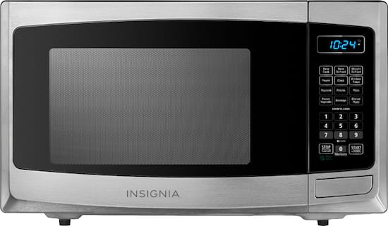 Front Zoom. Insignia™ - 0.9 Cu. Ft. Compact Microwave - Stainless steel.
