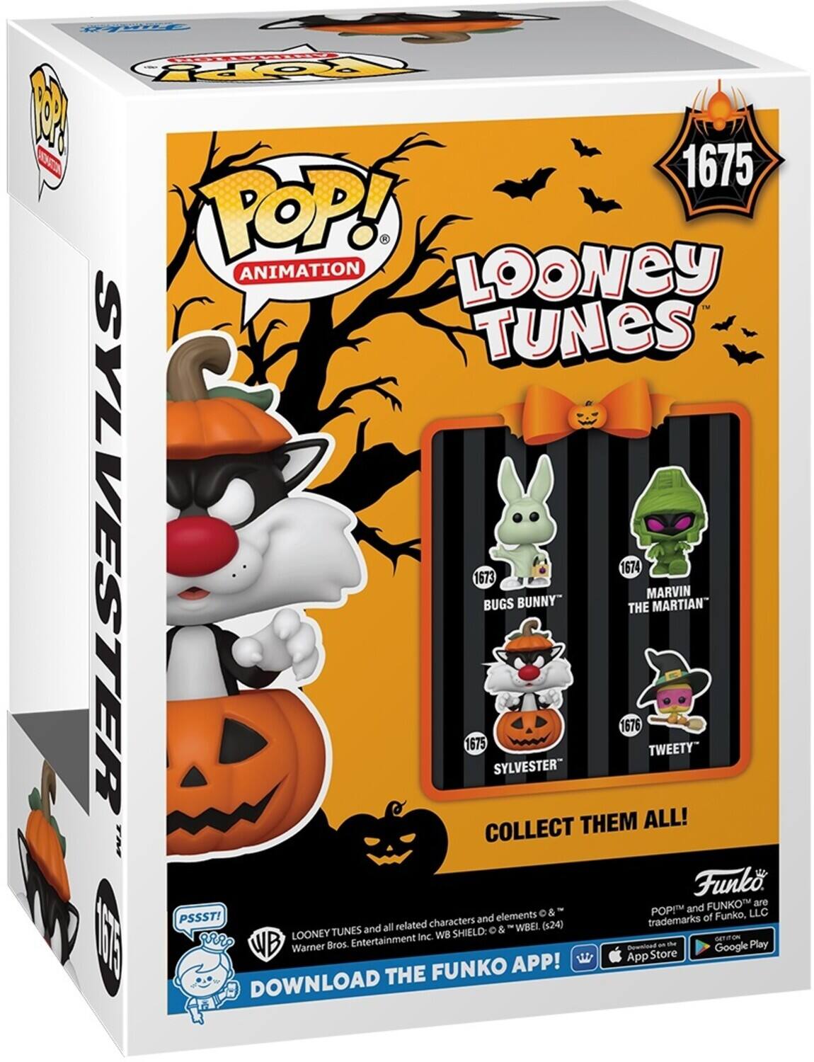 POP! ANIMATION LOONEY TUNES 1675 SYLVESTER 1675 BUGS BUNNY 1673 MARVIN THE MARTIAN 1674 TWEETY COLLECT THEM ALL! Funko POP! and FUNKO are & trademarks of Funko, LLC. PSSST! LOONEY TUNES and related characters and elements © & ™ Warner Bros. Entertainment Inc. WB SHIELD: © WBEI. (s24) DOWNLOAD THE FUNKO APP! DOWNLOAD THE FUNKO APP! Download the Funko App!