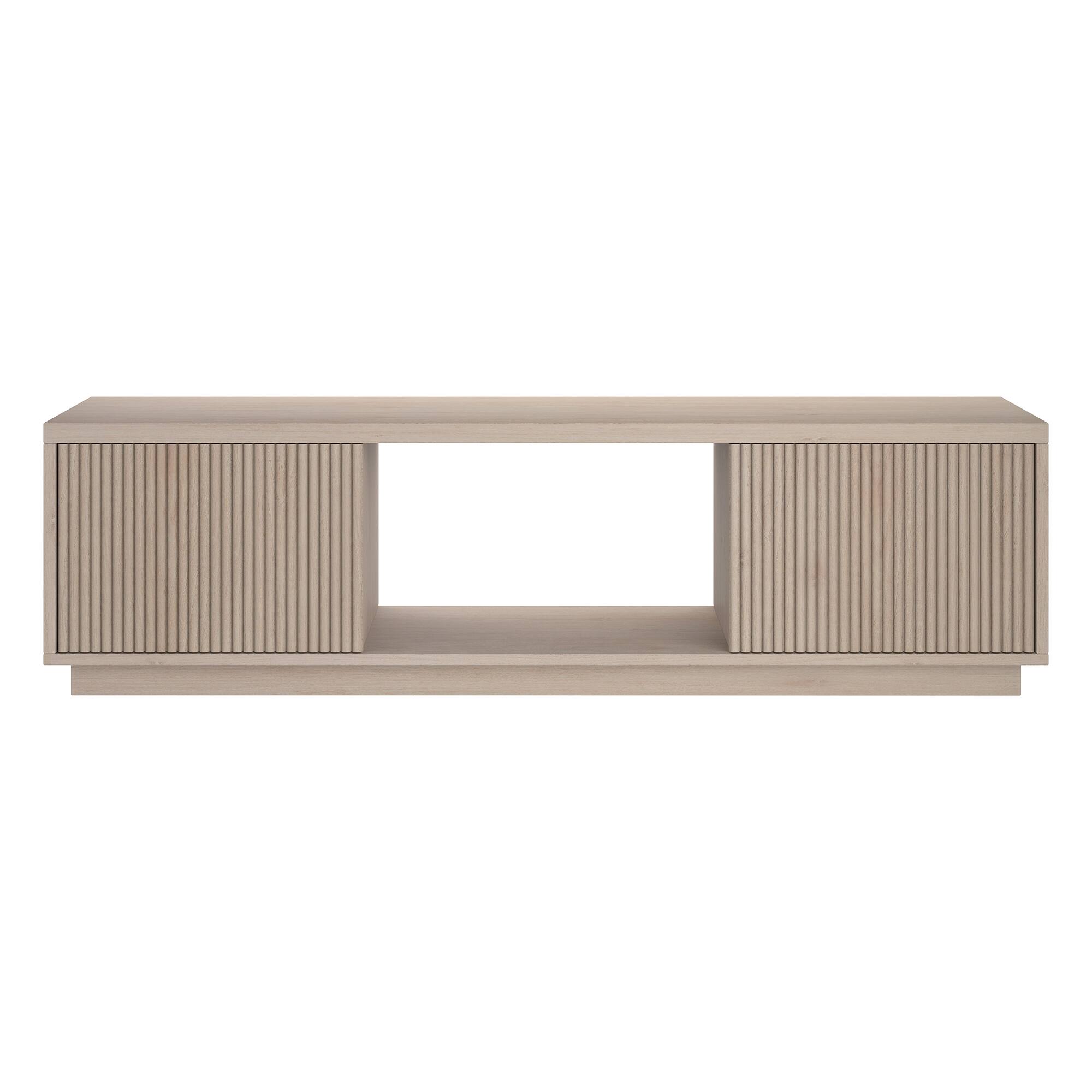 Angle. Hudson&Canal - Dorian Rectangular Fluted TV Stand for TV's up to 65" in Alder White - Alder White.