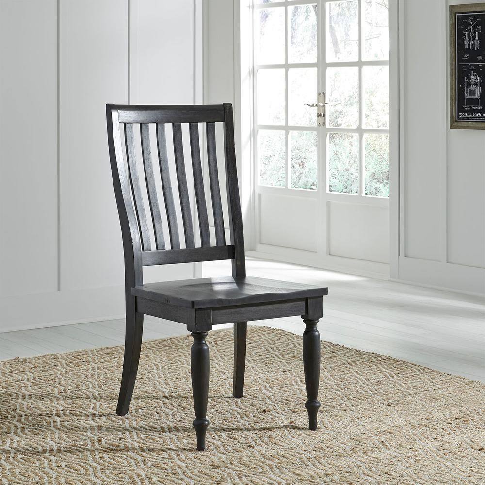 Alt View 1. Liberty Furniture Industries - Harvest Home Slat Back Side Chair (RTA) in Chalkboard - Black.