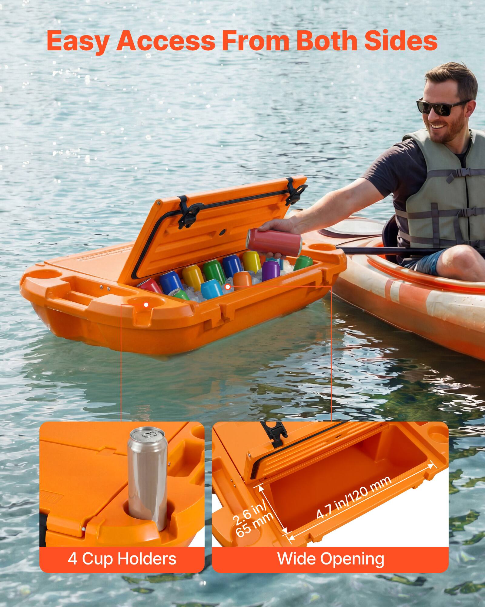 Easy Access From Both Sides

4 Cup Holders

2.6 in/65 mm

4.7 in/120 mm

Wide Opening