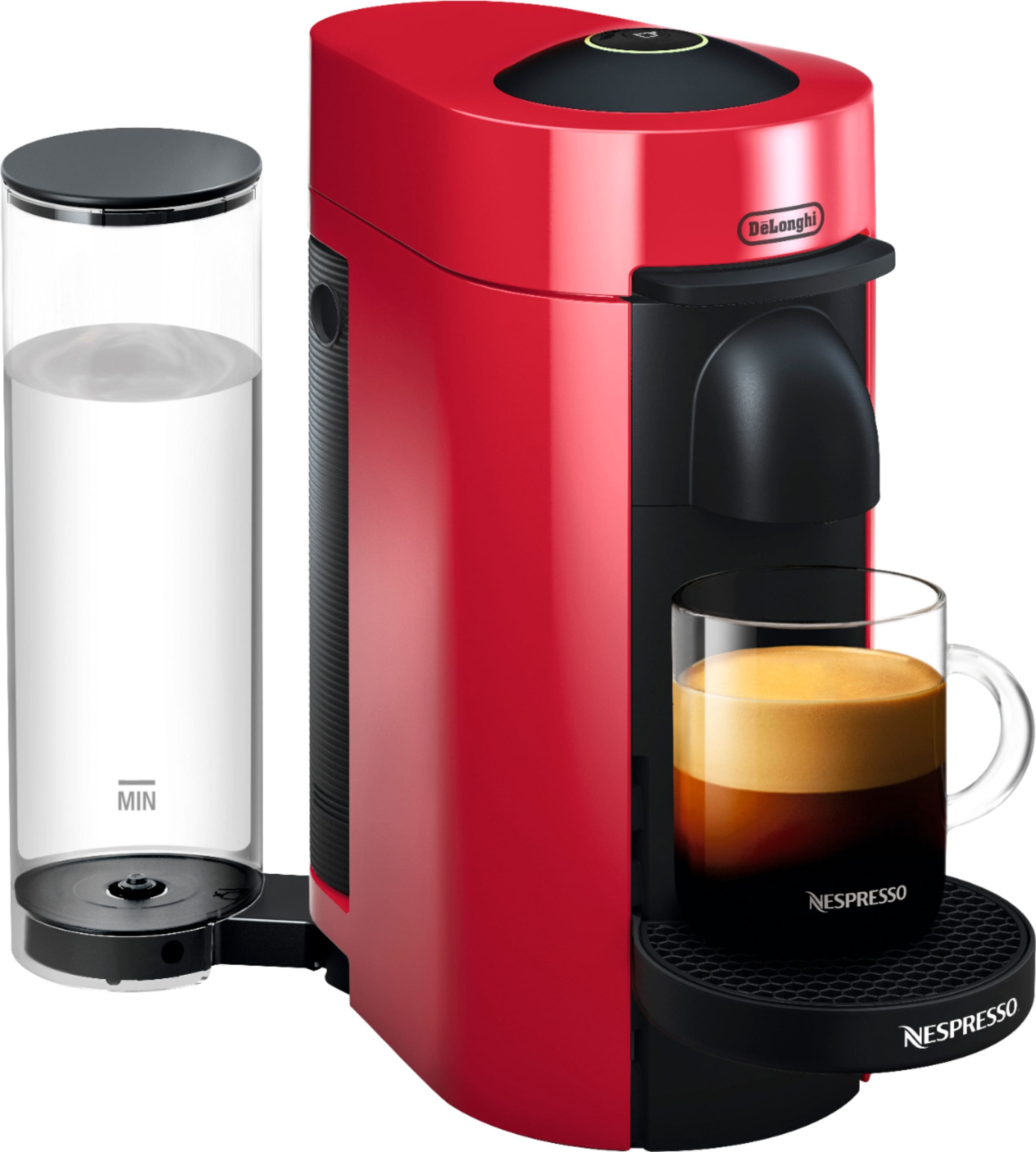 Angle. Nespresso - Vertuo Plus Coffee and Espresso Maker by De'Longhi - Cherry Red.