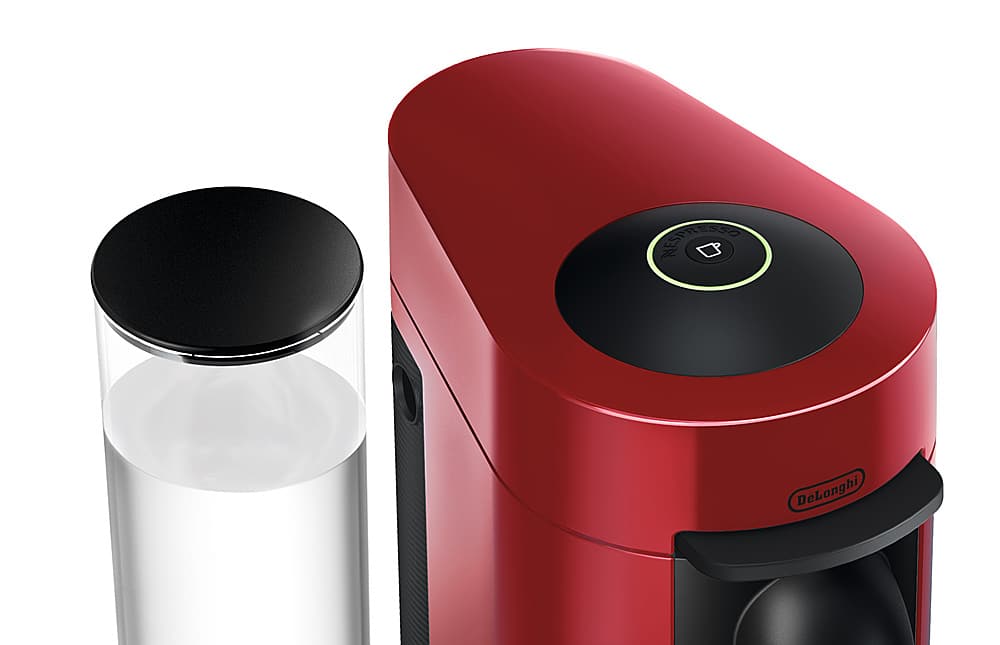 Left. Nespresso - Vertuo Plus Coffee and Espresso Maker by De'Longhi - Cherry Red.