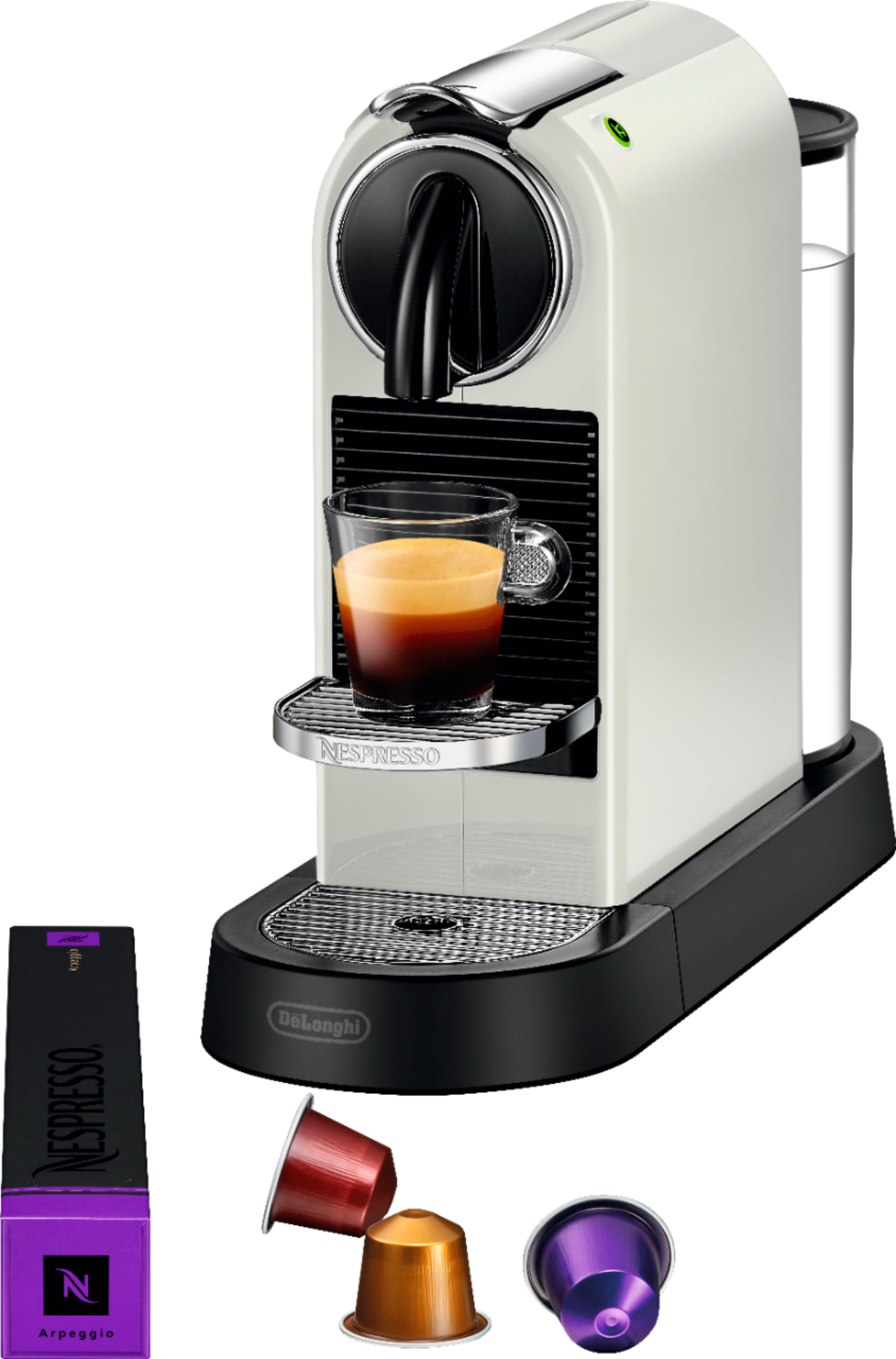 DeLonghi Nespresso Citiz & Milk White EN265CWAE - Cafetera monodosis (19  bares, preparación manual cappuccino, modo ahorro