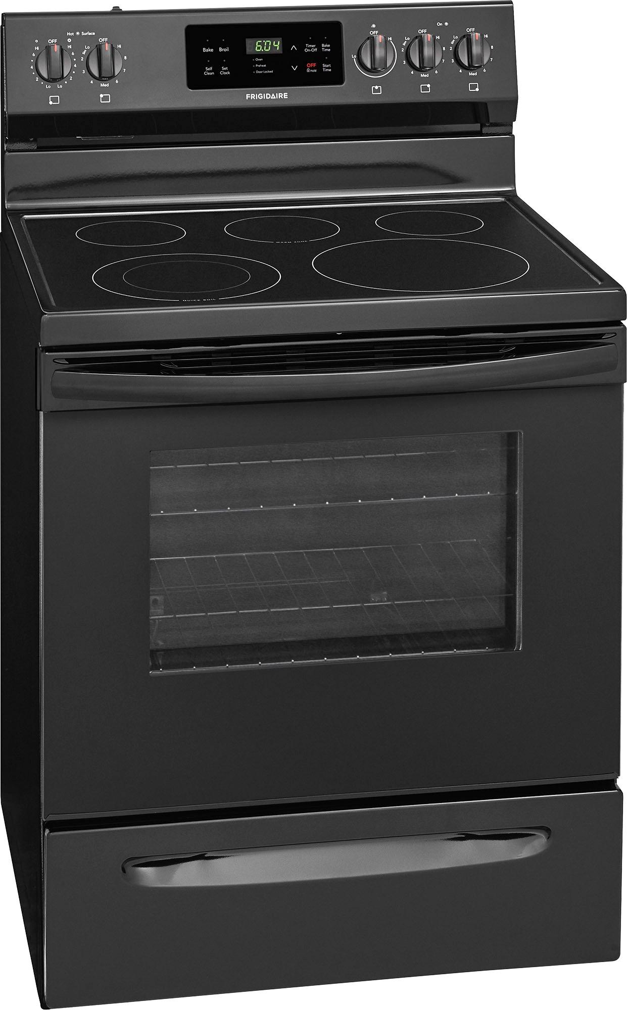 Angle View: Frigidaire - Self-Cleaning Freestanding Electric Range - Black