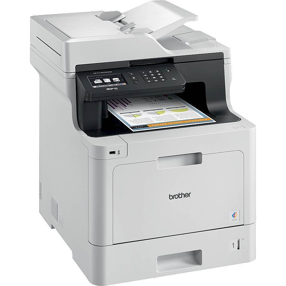 Angle View: Brother - MFC-L8610CDW Wireless Color All-in-One Laser Printer - White