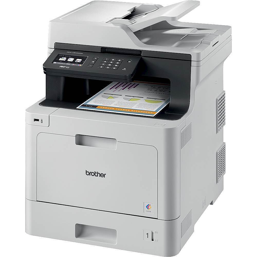 Left View: Brother - MFC-L8610CDW Wireless Color All-in-One Laser Printer - White