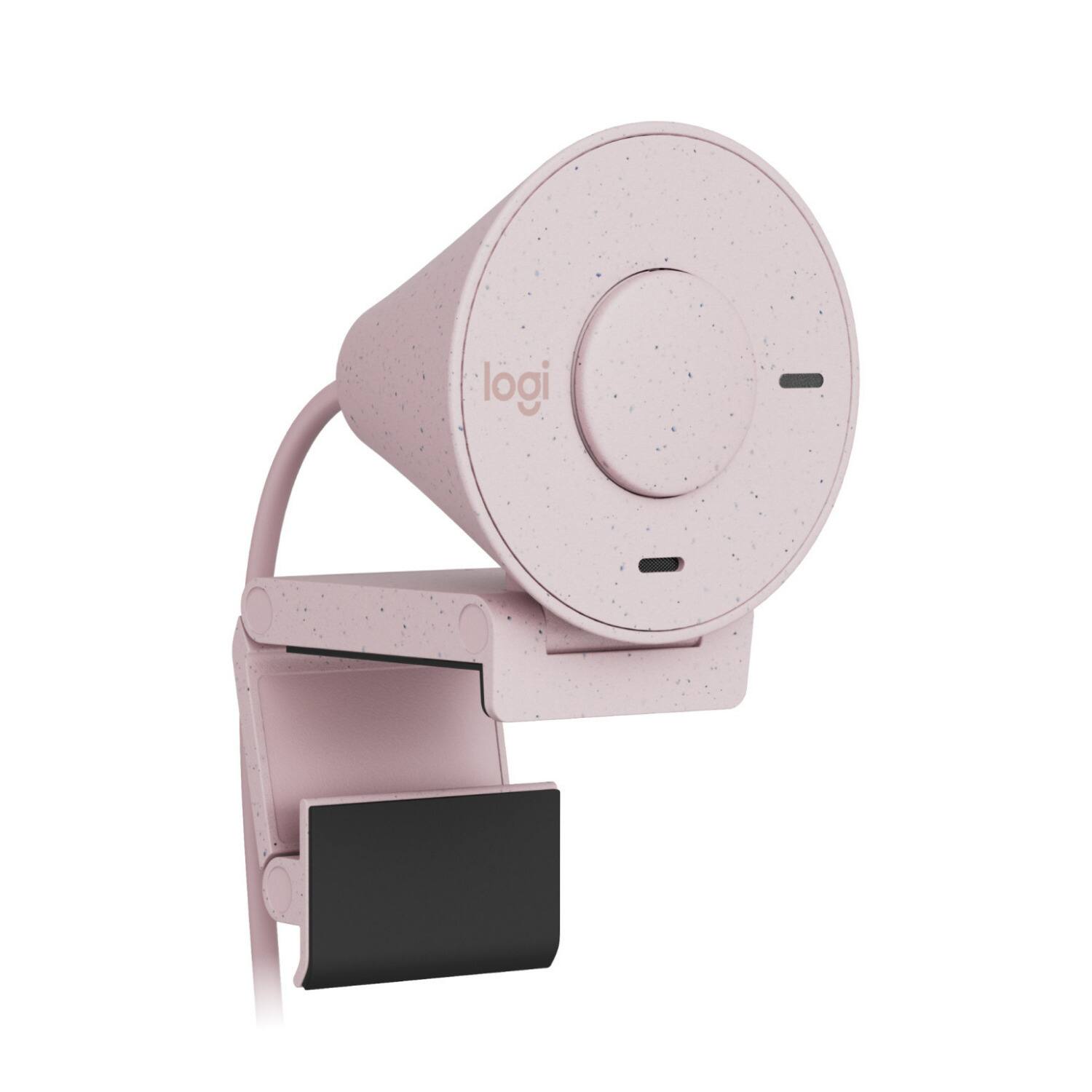 Back. Logitech - Logitech Brio 300 Rose Noise-Reducing Mic and 1080P Webcam with Shutter - Pink.