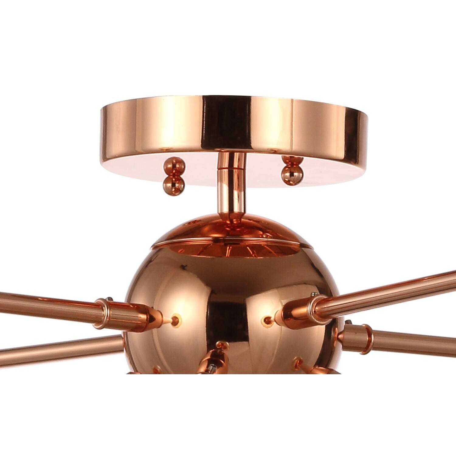 Alt View 4. Jonathan Y - Copper 30.5" 8-Light Sputnik Metal LED Flush-Mount, Copper - Copper.