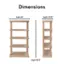 The image shows two wooden shelves, one taller and one shorter, with their dimensions displayed. The taller shelf has a width of 30 inches and a depth of 15.75 inches, while the shorter shelf has a height of 60.5 inches.