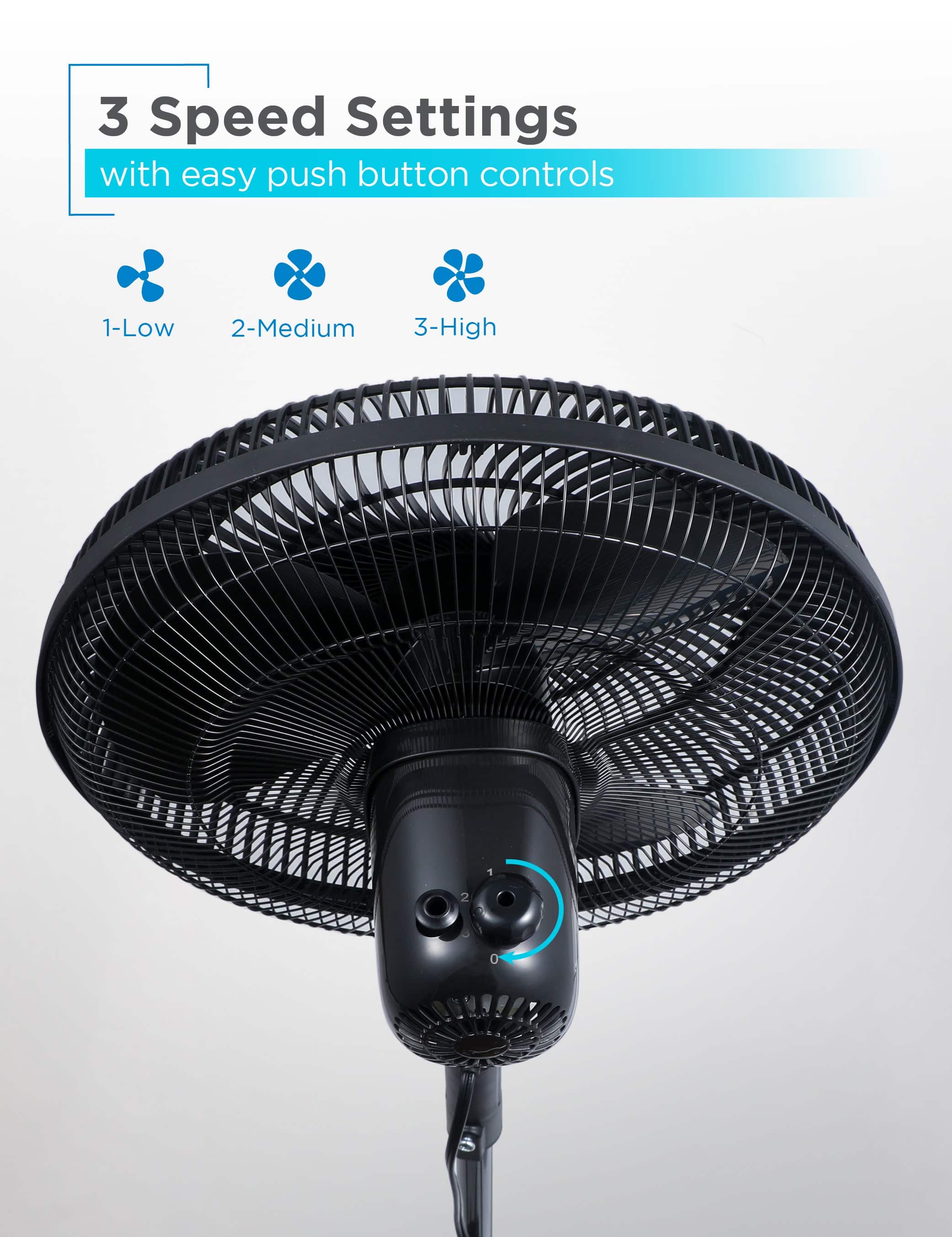 Black+Decker 16 Inch Pedestal Fan, Oscillating Fan for Home and