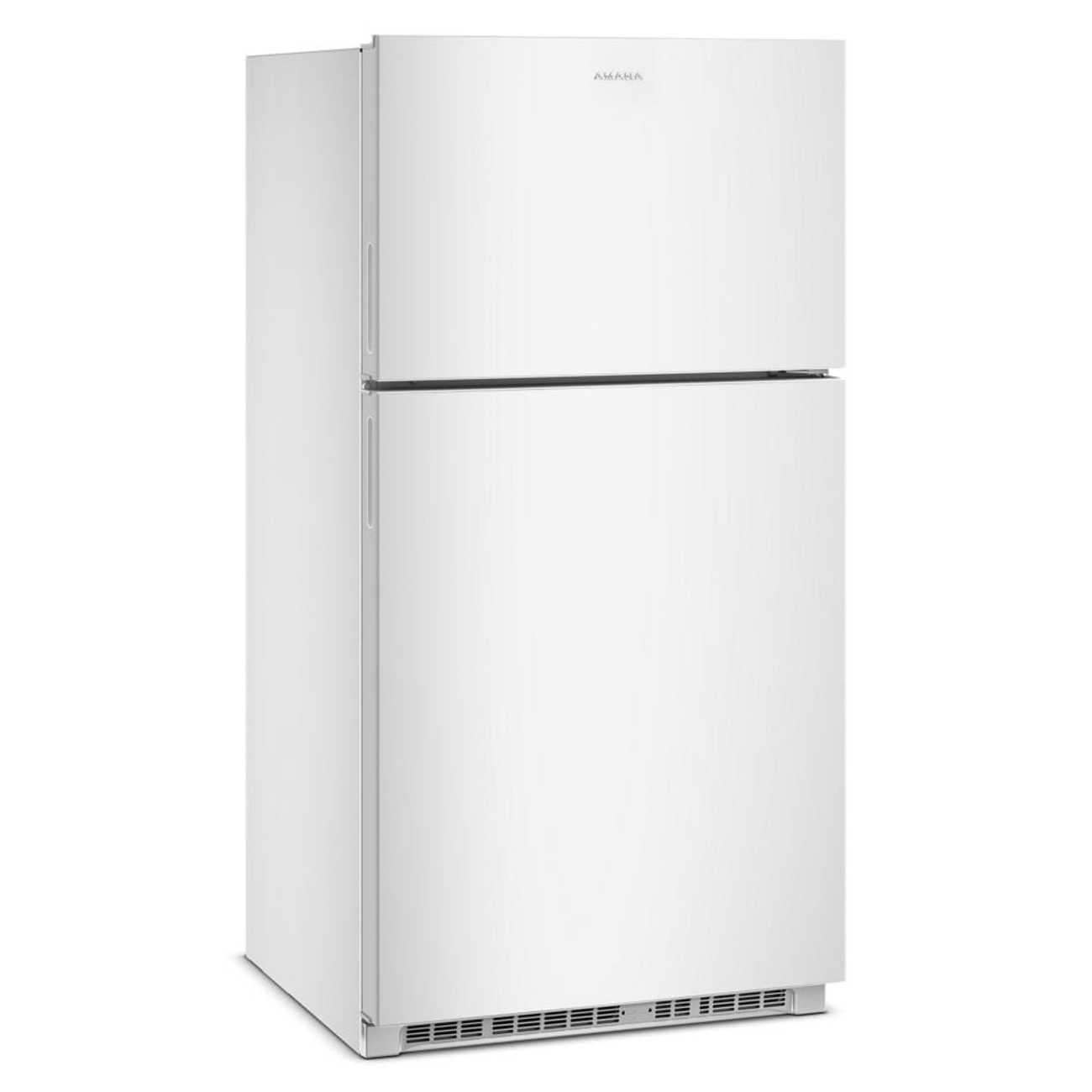 Angle. Amana - 33 in. Wide 21.3 cu. ft. Top-Freezer Refrigerator With Dual Crisper Drawers - White.