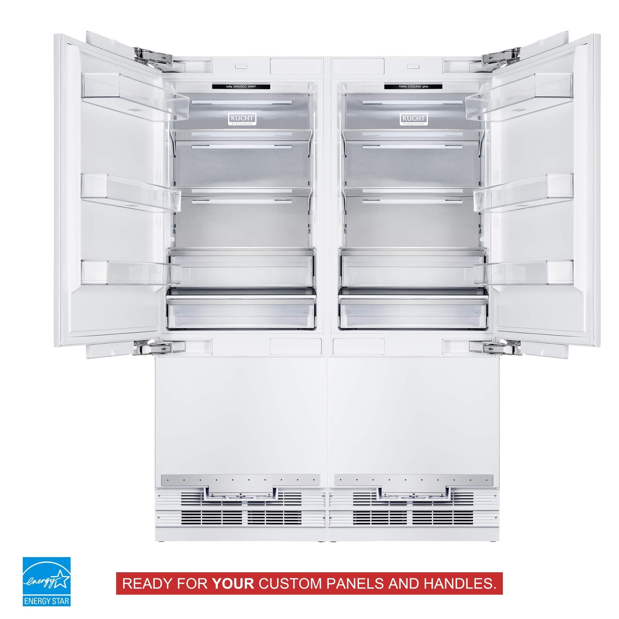 Kucht - 60 in. 32 cu. ft. French Door Built -In Refrigerator, Counter Depth - Custom Panel Ready
