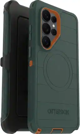 Front. OtterBox - OtterBox Galaxy S26 Ultra (Only) - Defender Series Case with Magnets - Holster Clip Included - Rugged & Durable - Green Intrigue.