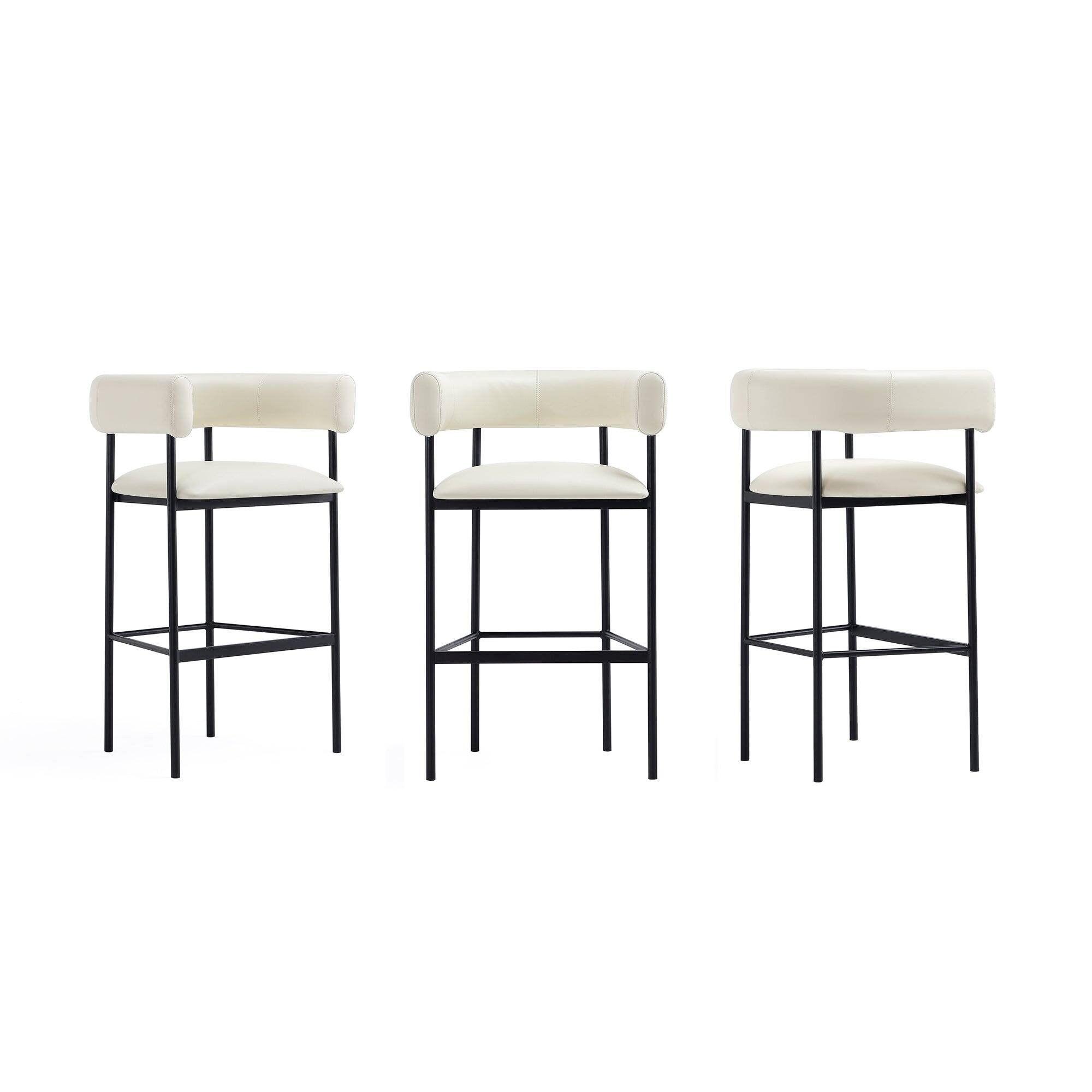 Alt View 5. Manhattan Comfort - Onda Contemporary Metal Upholstered Vegan Leather Barstool - Ivory.
