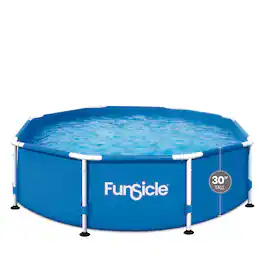 Funsicle - 8' x 30" Outdoor Activity Round Frame Above Ground Swimming Pool Set - Blue