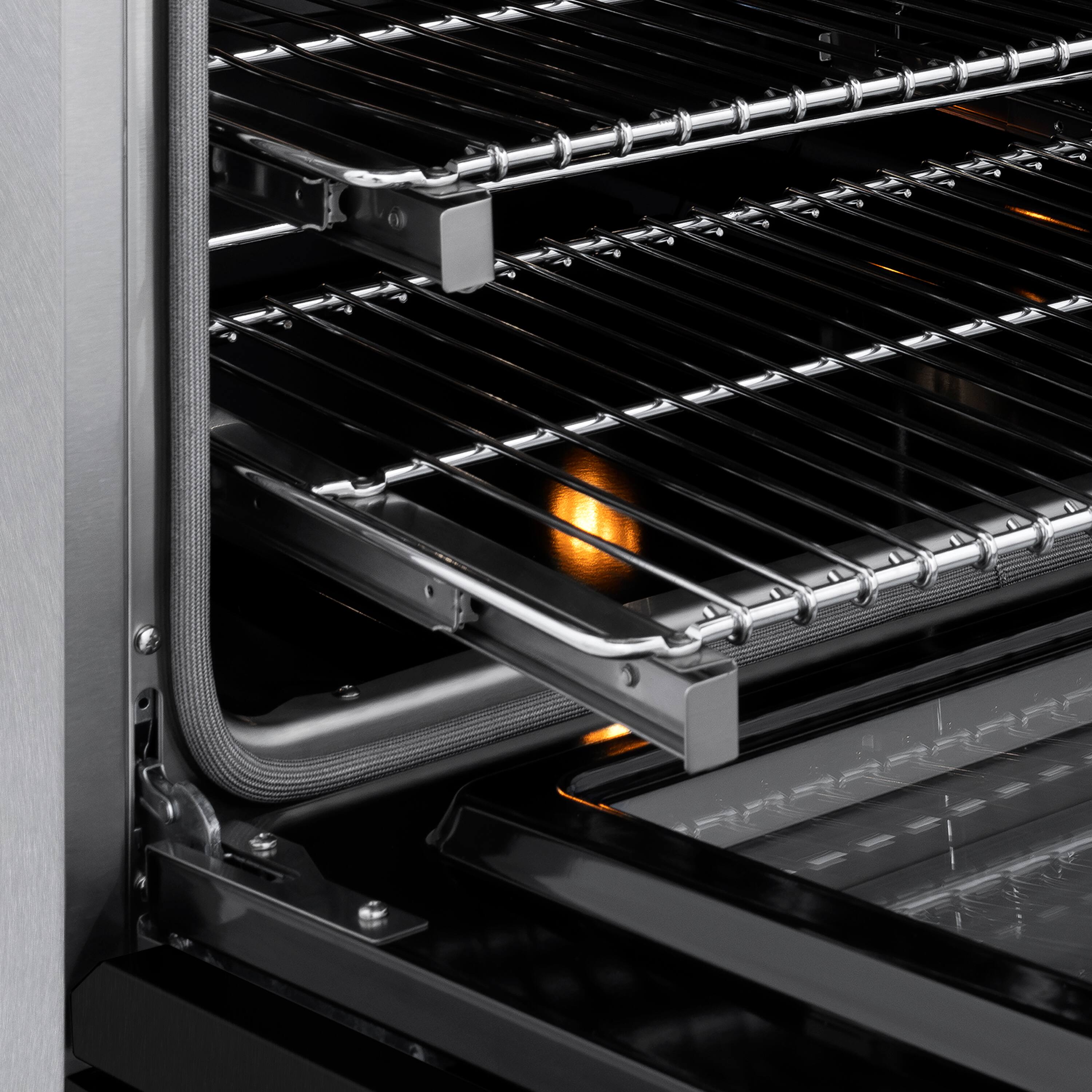 Alt View 3. ZLINE - Autograph 36 in. 5.2 cu. ft. Paramount Freestanding Induction Range in Satin Steel with Bronze Accents & Black Door - Matte Black.