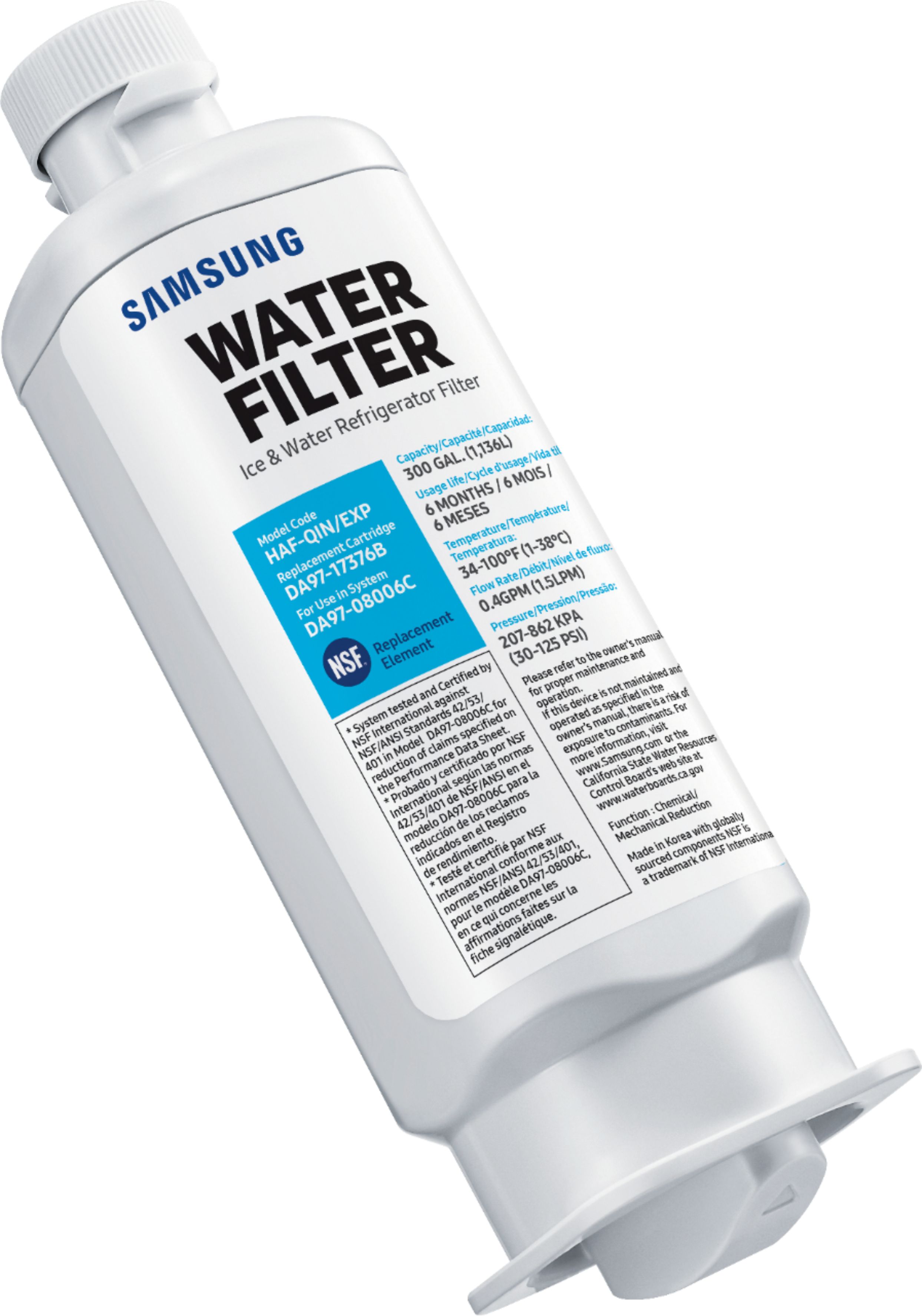 Angle View: Insignia™ - NSF 53 Water Filter Replacement for Select Samsung Refrigerators - White