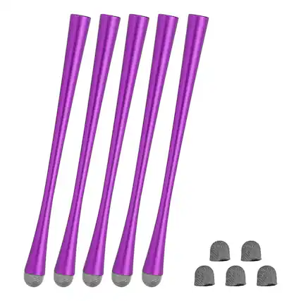 Front. Unique Bargains - 5pcs Slim Waist Stylus Pens 2 in 1 High Sensitivity Universal Pen Capacitive Stylus for Touch Screen Devices - Purple.