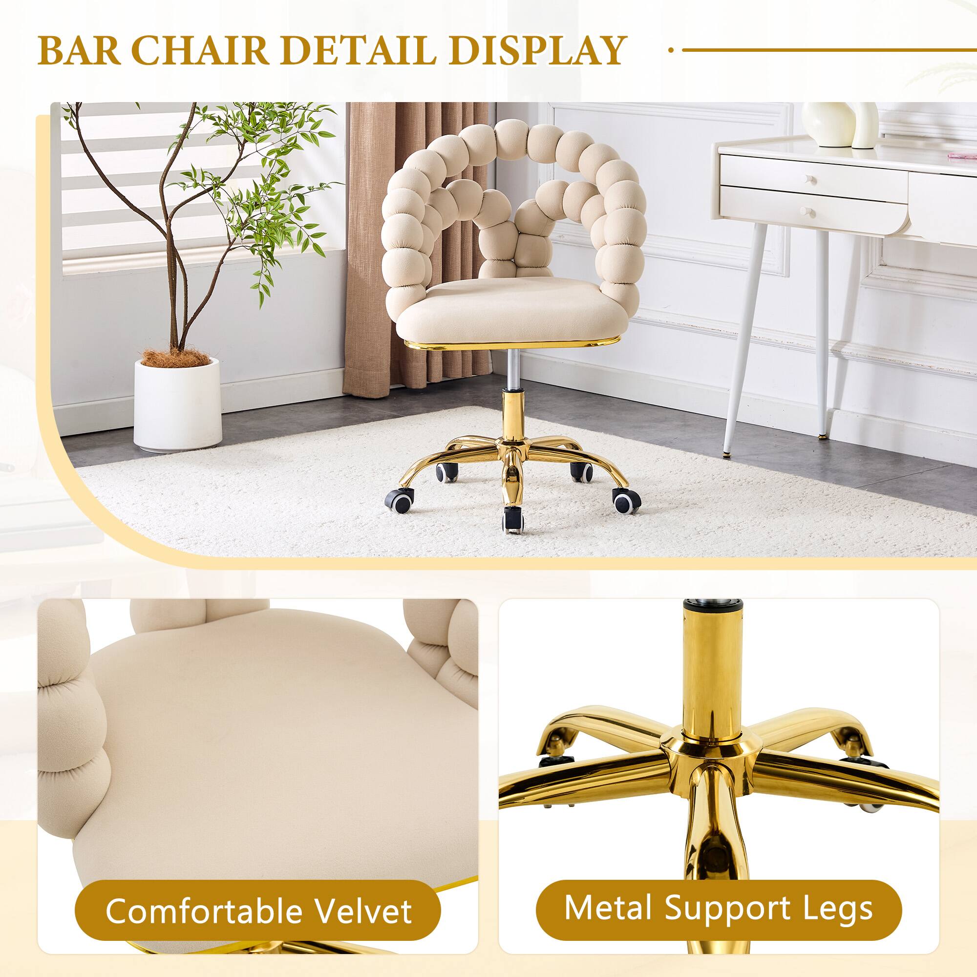 BAR CHAIR DETAIL DISPLAY

Comfortable Velvet
Metal Support Legs
